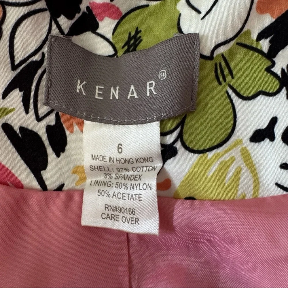Kenar Floral Trench Coat Spring Jacket Long Blazer Women 6 Cotton White Green - Picture 6 of 7